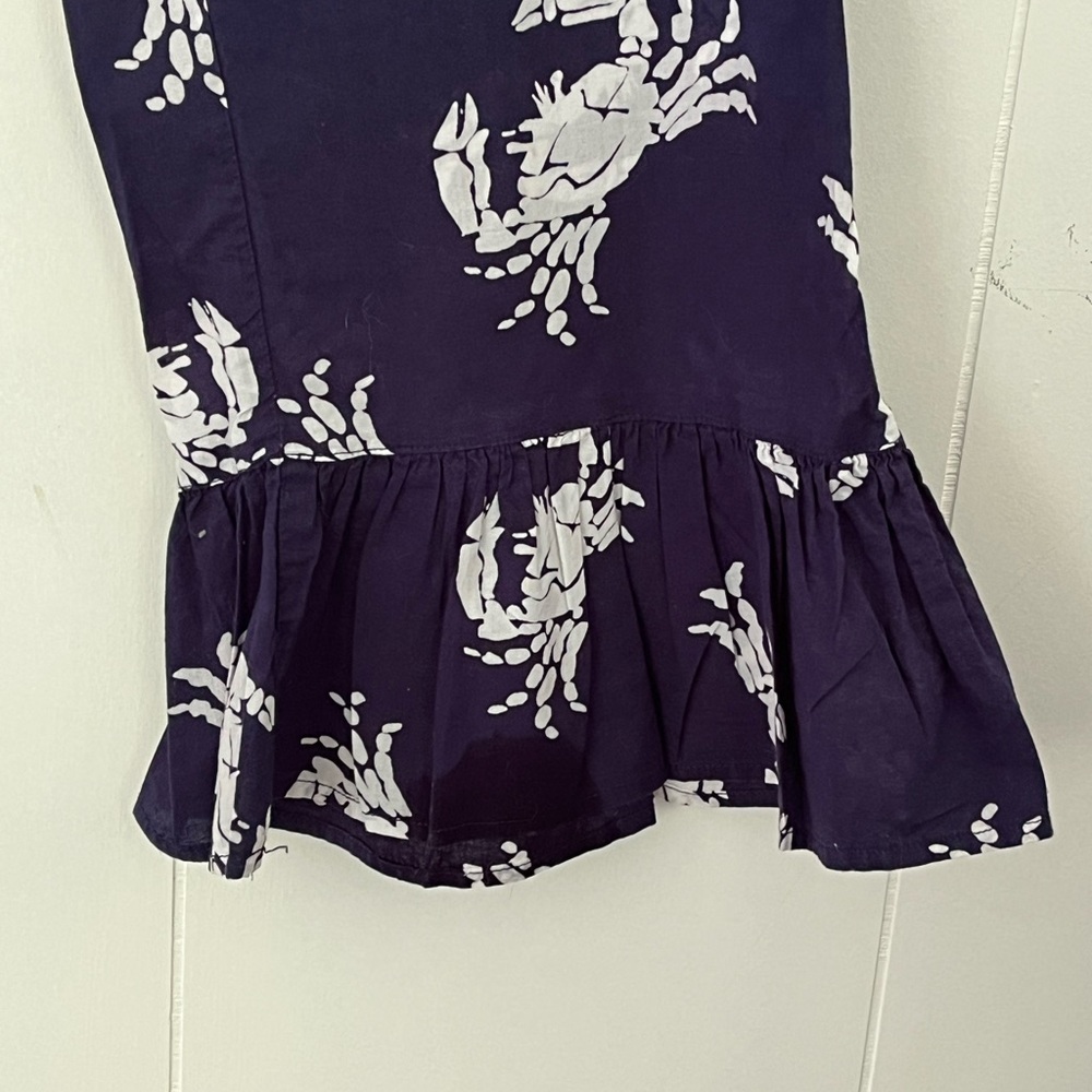 BUCKHEAD BETTIES Blue & White CRAB Print Ruffle Bottom Lounge Sleep Pants Small - Picture 3 of 8